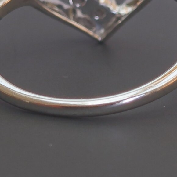 10k White Gold Open Heart Diamond Ring, Size 6.75 - Picture 11 of 16